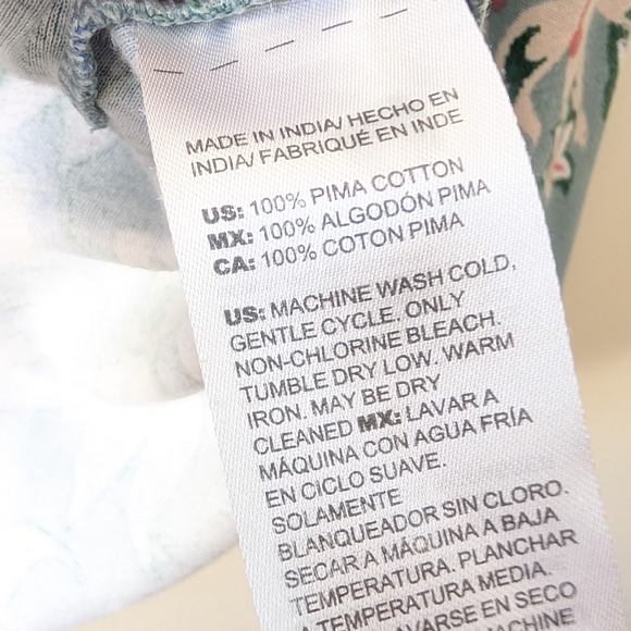 Chico's Pima Cotton Floral V-Neck Tee 3/4 Sleeve Size Large (2) - Picture 8 of 8